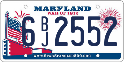 MD license plate 6BJ2552