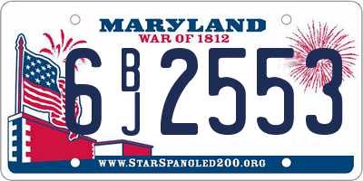 MD license plate 6BJ2553