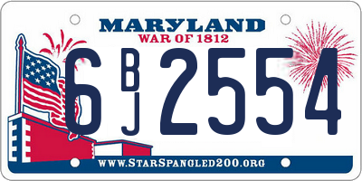 MD license plate 6BJ2554