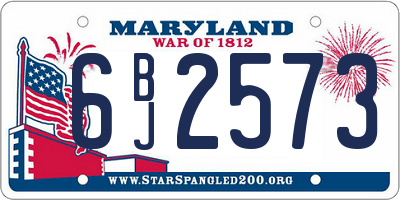 MD license plate 6BJ2573