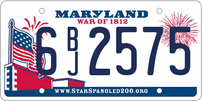 MD license plate 6BJ2575