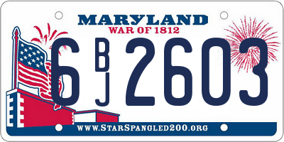 MD license plate 6BJ2603
