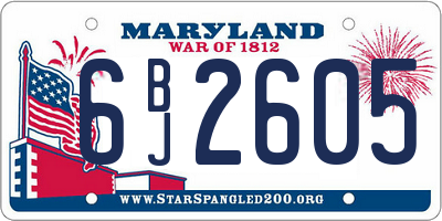 MD license plate 6BJ2605