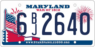 MD license plate 6BJ2640