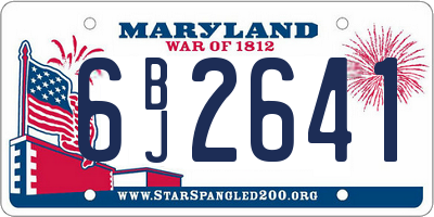 MD license plate 6BJ2641