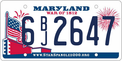 MD license plate 6BJ2647