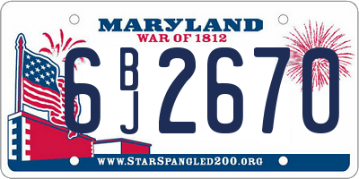 MD license plate 6BJ2670