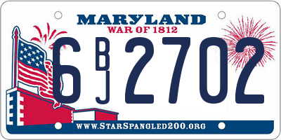 MD license plate 6BJ2702