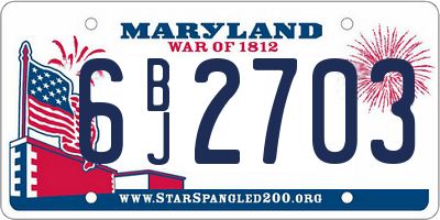 MD license plate 6BJ2703
