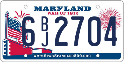 MD license plate 6BJ2704