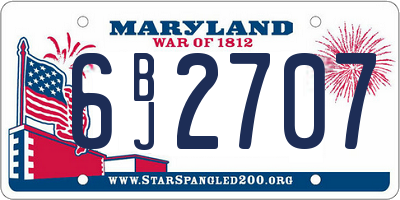 MD license plate 6BJ2707