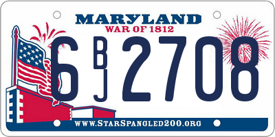 MD license plate 6BJ2708