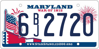 MD license plate 6BJ2720