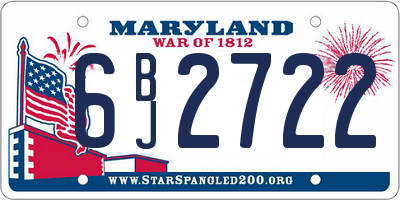 MD license plate 6BJ2722