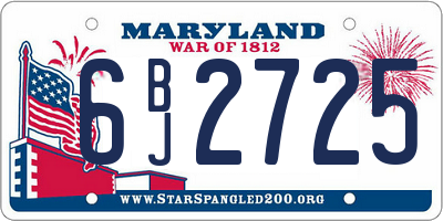 MD license plate 6BJ2725