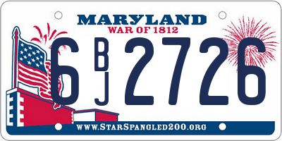 MD license plate 6BJ2726