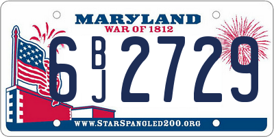MD license plate 6BJ2729