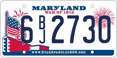 MD license plate 6BJ2730