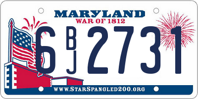 MD license plate 6BJ2731