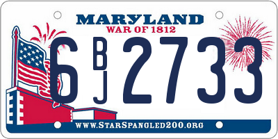 MD license plate 6BJ2733