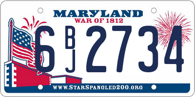 MD license plate 6BJ2734
