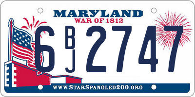 MD license plate 6BJ2747