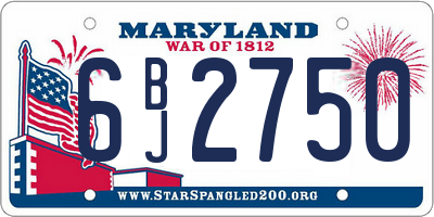 MD license plate 6BJ2750