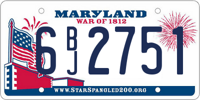 MD license plate 6BJ2751