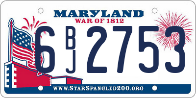 MD license plate 6BJ2753