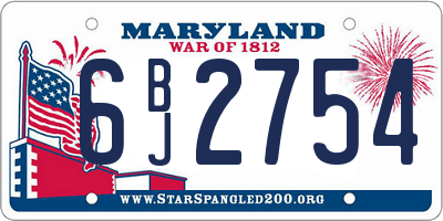 MD license plate 6BJ2754