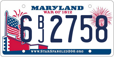 MD license plate 6BJ2758
