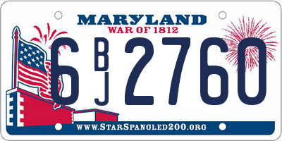 MD license plate 6BJ2760
