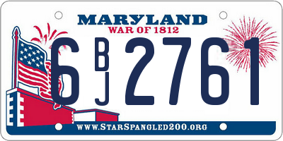 MD license plate 6BJ2761