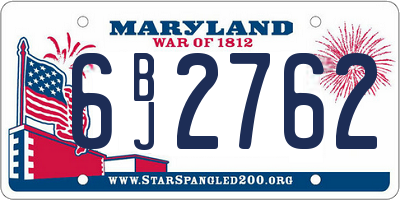 MD license plate 6BJ2762