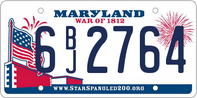 MD license plate 6BJ2764