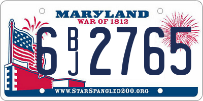 MD license plate 6BJ2765
