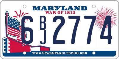 MD license plate 6BJ2774
