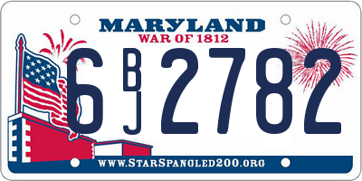 MD license plate 6BJ2782
