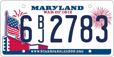 MD license plate 6BJ2783