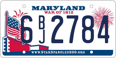 MD license plate 6BJ2784