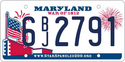 MD license plate 6BJ2791