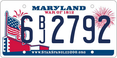 MD license plate 6BJ2792