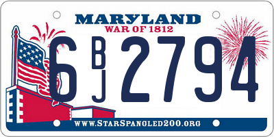 MD license plate 6BJ2794