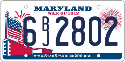 MD license plate 6BJ2802