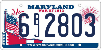 MD license plate 6BJ2803