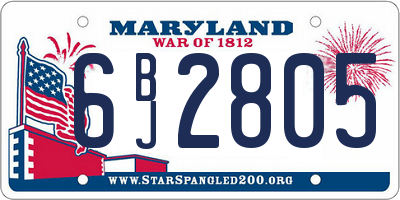 MD license plate 6BJ2805