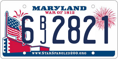 MD license plate 6BJ2821