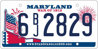 MD license plate 6BJ2829