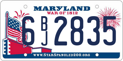 MD license plate 6BJ2835