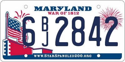 MD license plate 6BJ2842